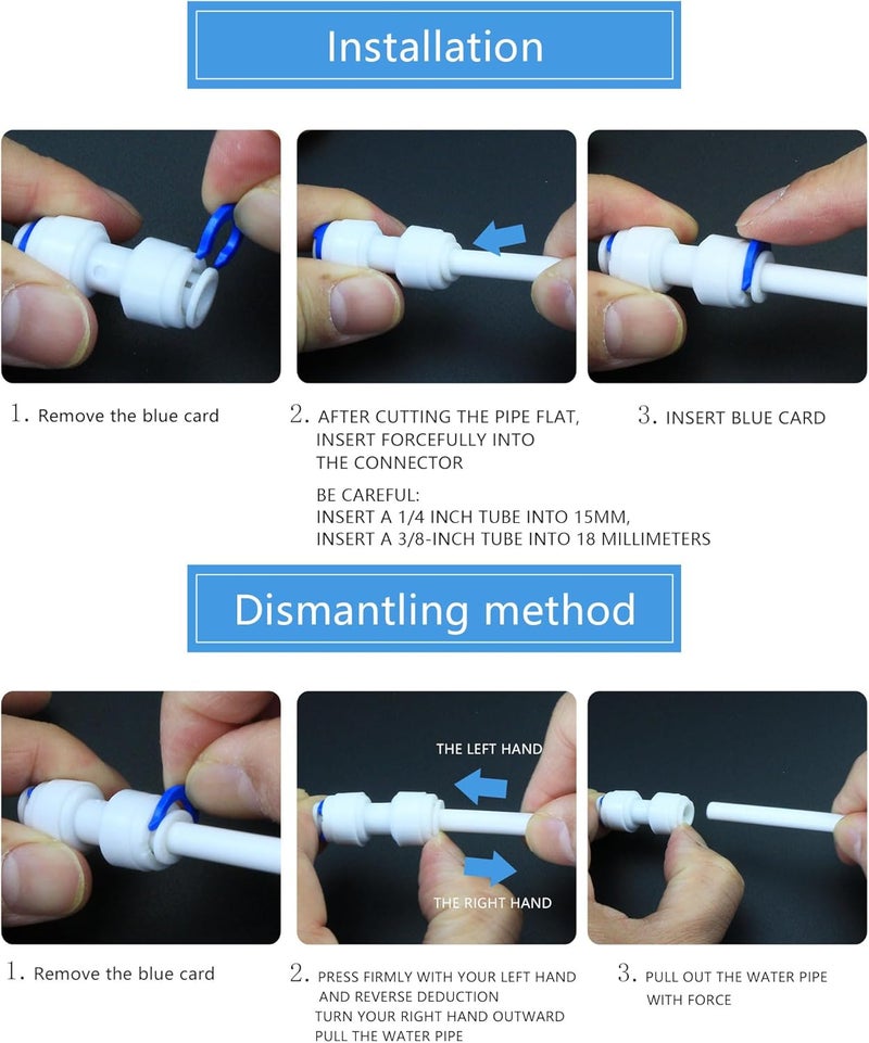 AimatRun Water purifier adapter, 1/4 "FPT x 3/8" pipe quick connector, outer diameter 1/4 to 3/8 inch quick push plastic pipe connector, suitable for reverse osmosis filtration RODI system 5PCS - Image 4